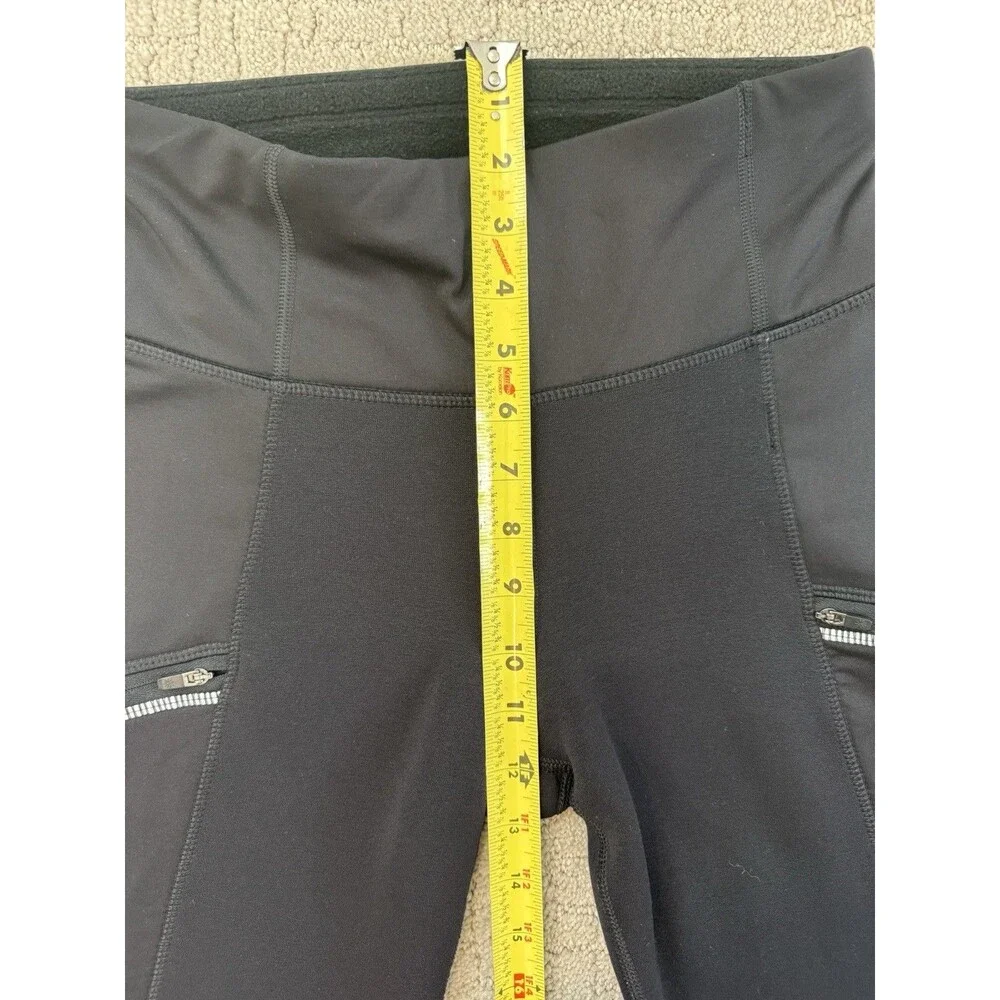 Athleta Polartec Powerlift Pants Womens Small Tall Black Fleece Bootcut Zip